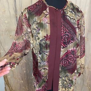 Size 14 L Vintage Chiffon Floral Cardigan
